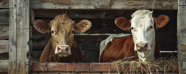 Volwassen koeien in een gewone bakstenen schuur