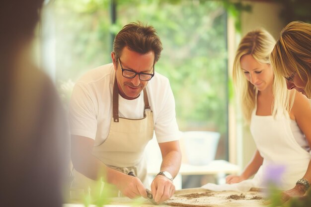 volwassen koppel gelukkig en genieten van het leven thuis lachen en knuffelen terwijl ze koken