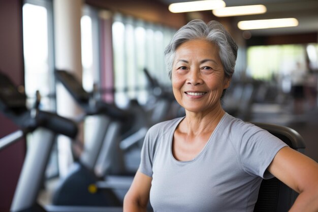 volwassen oudere vrouw in de sportschool