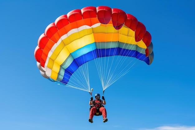 Volwassen senior man aan een parachute Generatieve AI