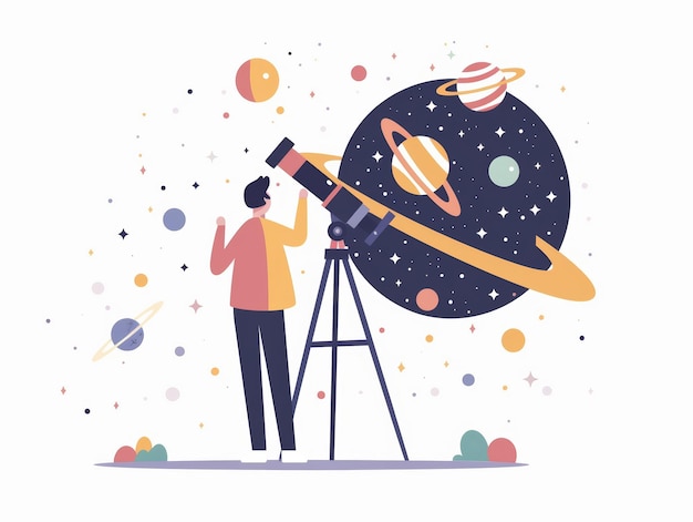 Foto volwassenen gebruiken een telescoop om naar sterren te kijken in de nachtelijke hemel in de astronomieclub generatieve ai