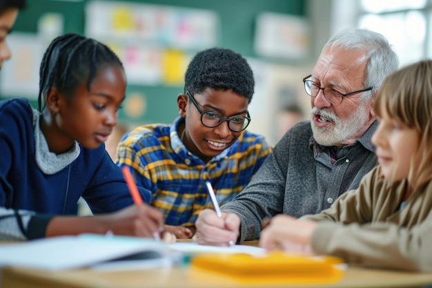 Volwassenen werken samen in de klas