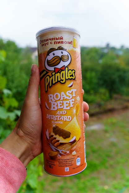 Volzhsky russiaseptember 25 2021 pringles chips roast beef owned by the kellogg company