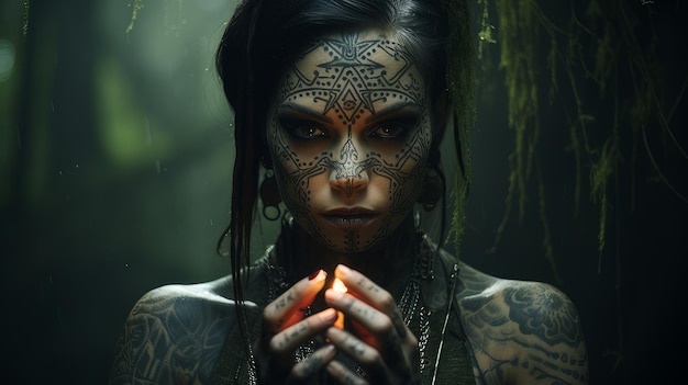 Voodoo sjamaan in tatoeage