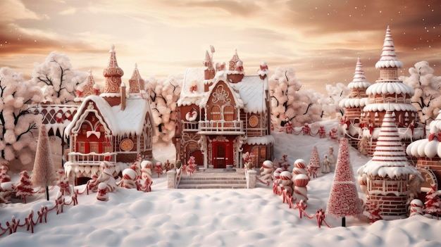 voor van Gingerbread Village een kerstboom