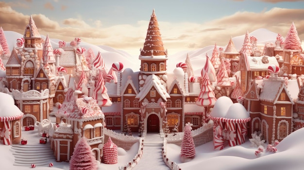 voor van Gingerbread Village op eerste kerstdag