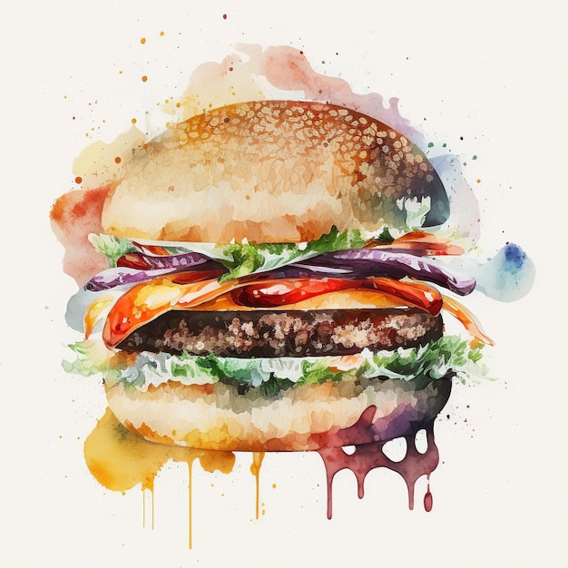 vooraanzicht aquarel hamburger