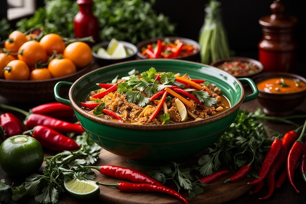 vooraanzicht aziatische ramen noedels grootgebracht op eetstokjes op donkere tafel