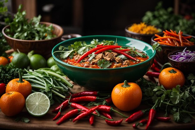 vooraanzicht aziatische ramen noedels grootgebracht op eetstokjes op donkere tafel