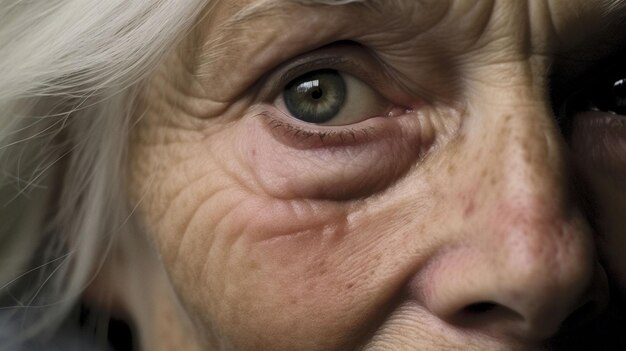 Foto vooraanzicht oude vrouw die lacht met sterke etnische kenmerken