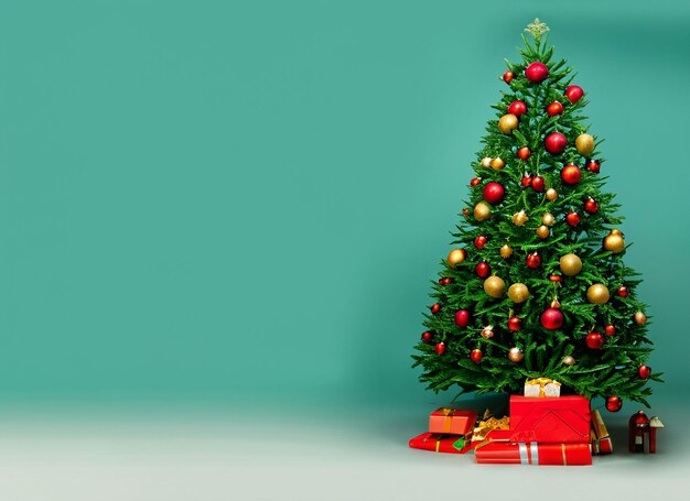 vooraanzicht van de kerstboom en geschenken kopieerruimte
