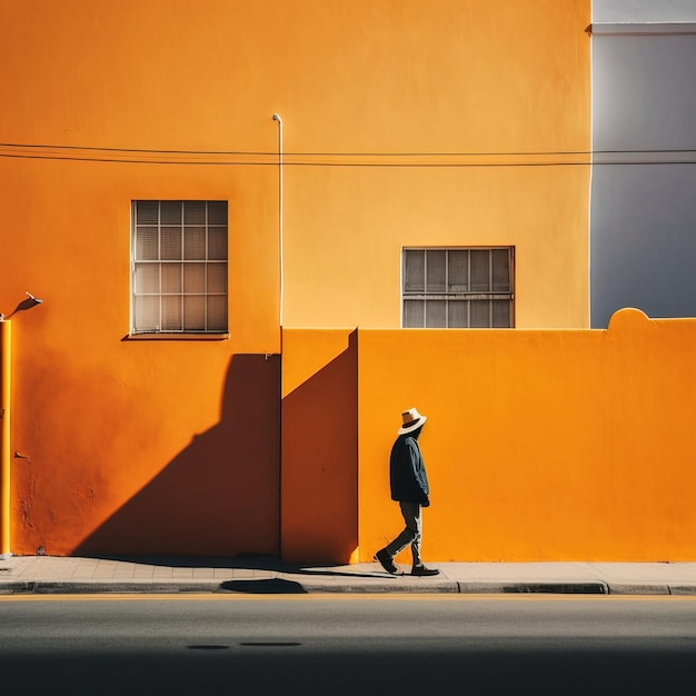 vooraanzicht van een kleurrijk huis in een visuele impactfoto in minimalistische stijl Generatieve AI