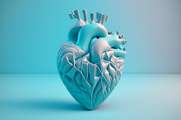 Vooraanzicht van realistisch anatomisch menselijk hart 3d render