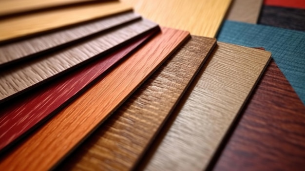 Voorbeelden van houten vloerbedekkingen met gelamineerde fineer, houttextuur voor meubels en vloerbedekking, materialen voor inrichting, interieurmaterialen, ontwerpen