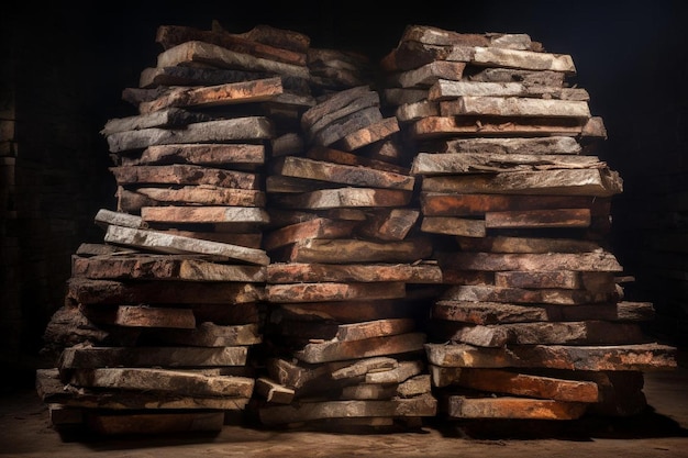 Voorbereiding van de houtstapel van de bakstenenoven