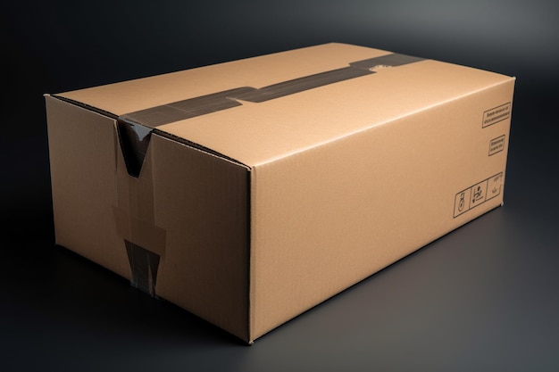 Voorfoto van een lege kartonnen doos