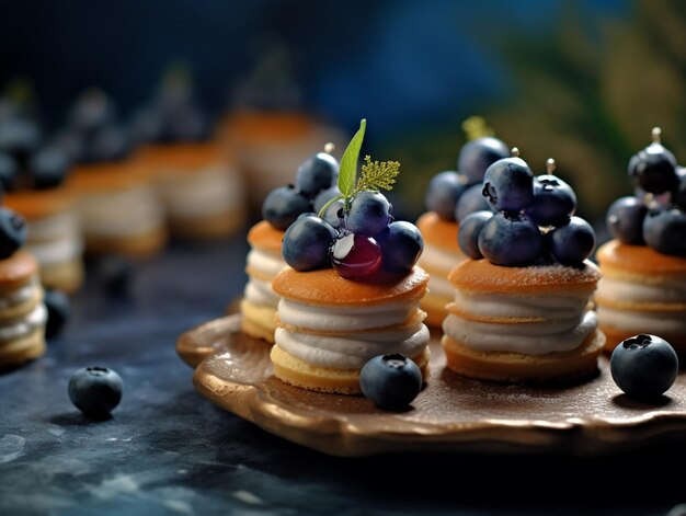 Voorgerechten gourmet food canapé met kaas en aardbeien bosbessen catering ser Generatieve AI