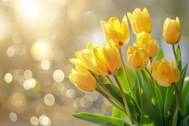 Voorjaars achtergrond van Pasen met prachtige gele tulpen Zomer bloemen achtergrond