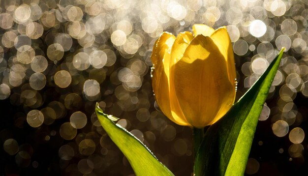 voorjaars achtergrondbehang met prachtige gele tulpen en bokeh