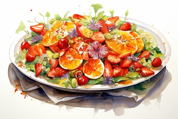 Foto voorjaars heerlijke salade aquarel recept