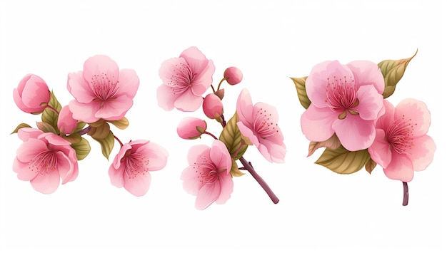 Foto voorjaars sakura kersen bloeiende bloemen boeket ontwerp voorjaarsboom illustratie