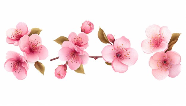 Foto voorjaars sakura kersen bloeiende bloemen boeket ontwerp voorjaarsboom illustratie