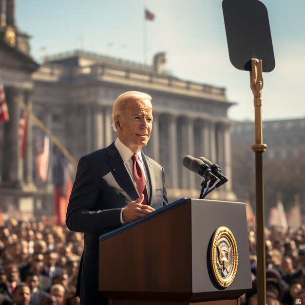 Voormalig vice-president en Democratische kandidaat Joe Biden maakte een buitenlandse beleidsverklaring gegenereerd door AI.