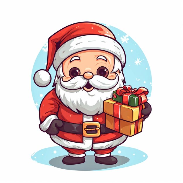 Foto voorraad vector vrolijke kerstman met geschenkdoos prettige kerstdagen en gelukkig nieuwjaar glimlachend sant
