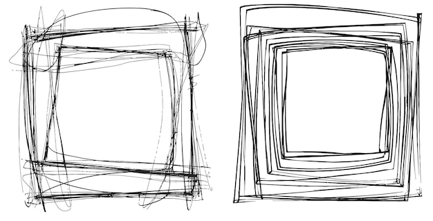 Foto voortdurende eenlijnte tekening van een vierkant frame in de schetstechniek van een constante zwarte omtrek