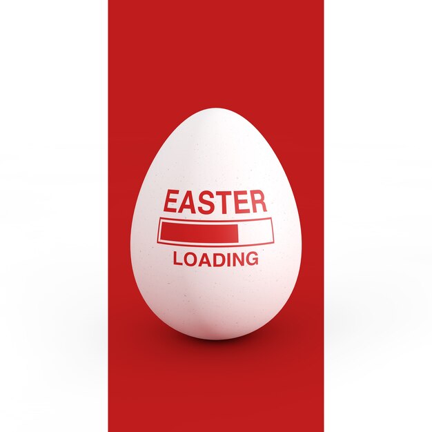 Voortgangsbalk met pasen laden met easter egg op een witte en rode achtergrond. 3d-rendering