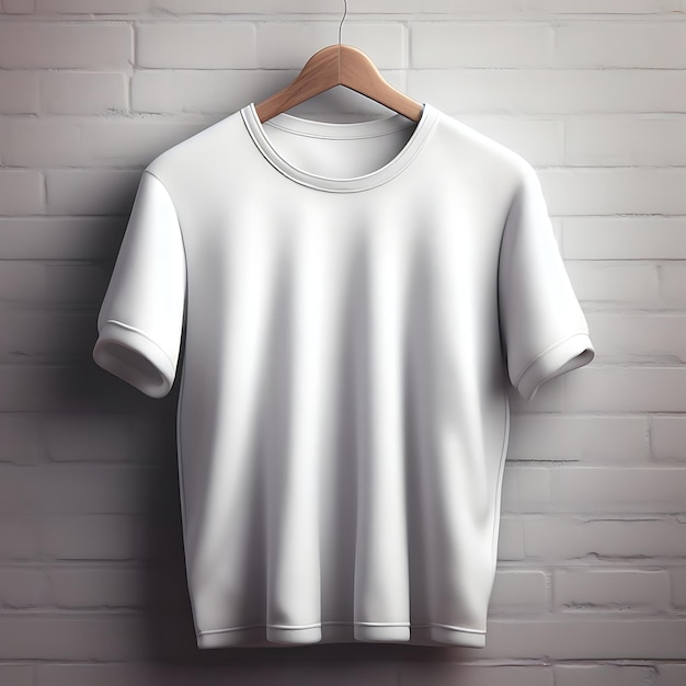 Voorzijde blank wit t-shirt met hanger sjabloonT-shirt mockup concept met gewone kleding AI gegenereerd