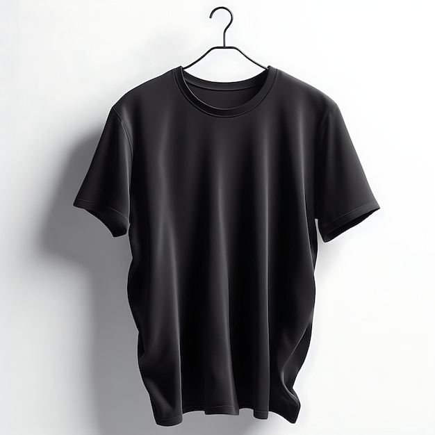 Voorzijde lege zwarte t-shirt met hanger sjabloon Shirt mockup concept met gewone kleding AI gegenereerd