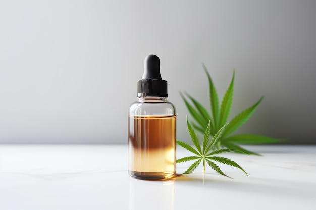 Voorzijde van een verzorgingsproduct met cbd olie Cannabis mockup AI gegenereerd