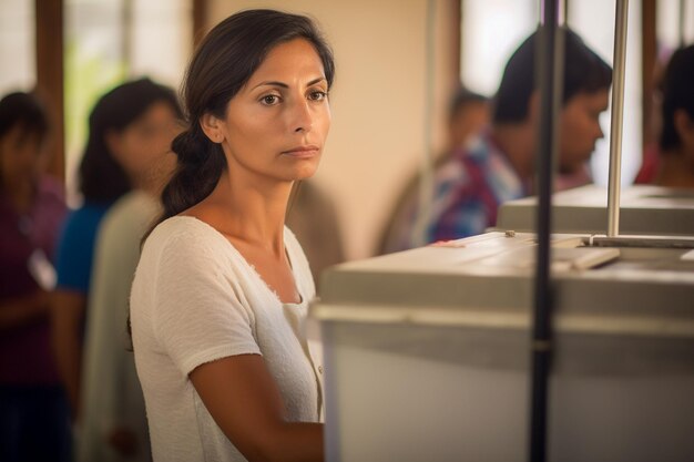 Photo votante mexicana en una casilla electoral votando por el proximo presidente de mexico