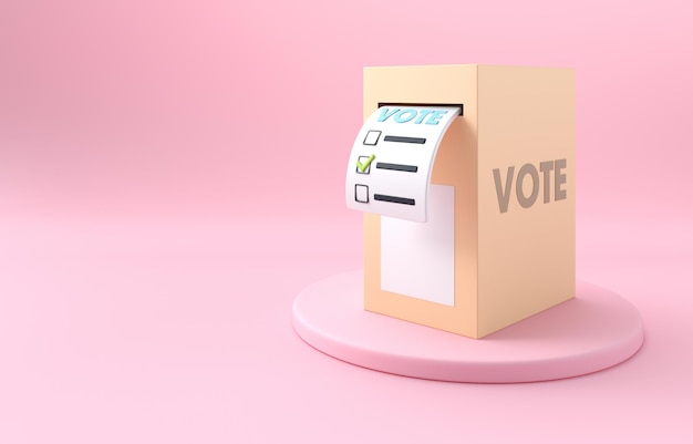 Vote at the Ballot Box 3D Illustration