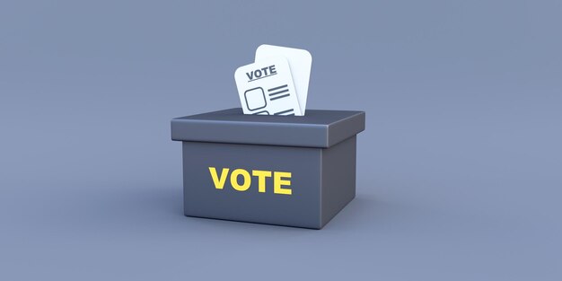 Photo vote box in black background 3d render