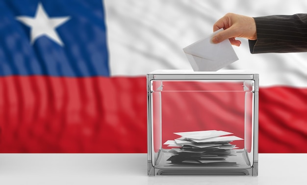 Voter on a Chile flag background 3d illustration