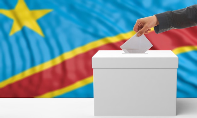 Voter on a Congo flag background 3d illustration