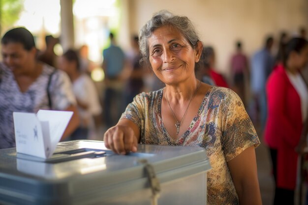 Photo voter in an election polling station voting for the next president