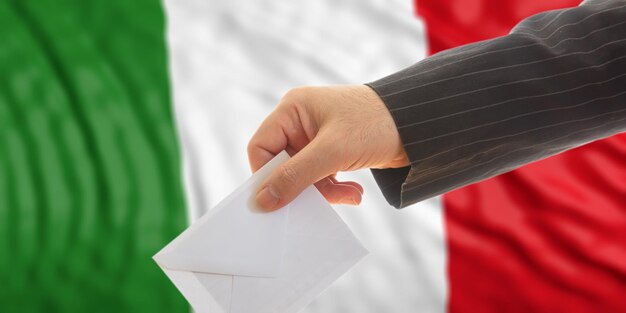 Voter on Italy flag background 3d illustration