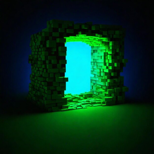 voxel art textuur of groene grunge muur textuur achtergrond