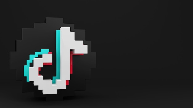 Foto illustrazione 3d del logo di voxel art tiktok