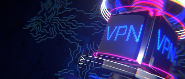 VPN-inscriptie op digitale achtergrond vpn-technologieconcept VPN-inscriptie op een digitale achtergrond 3D-rendering