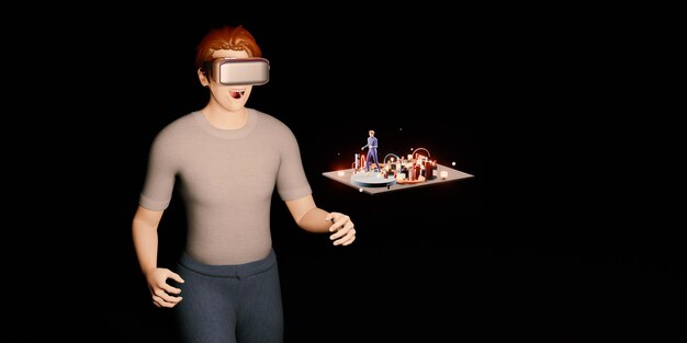 Foto la telecamera vr mostra una mappa del mondo del metaverse la sandbox avatar mondi del metaverse e 3d