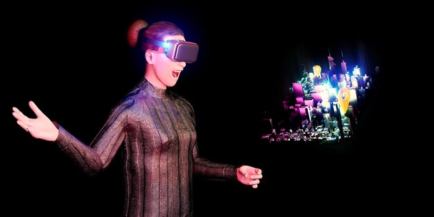 Камера VR отображает карту мира Метавселенной Песочница Аватары Миры Метавселенной и 3D