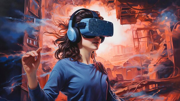 VR Entertainment en Cinematic Experience olieverfschilderij