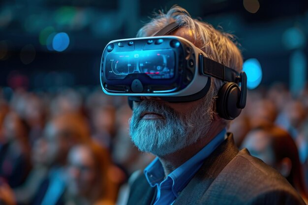 Photo vr experience senior business manager man