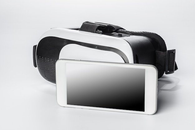 VR Glasses and smartphone isolated.