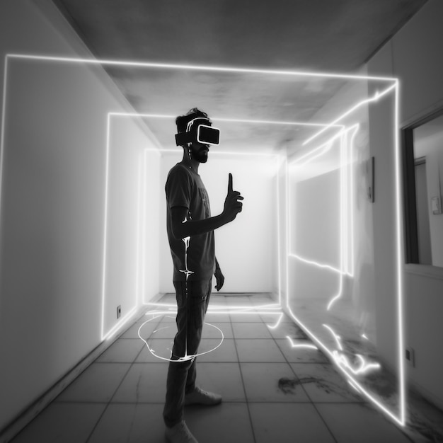 Foto occhiali vr con tocco umano con generare ai