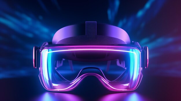 Vr наушники на футуристическом неоновом фоне инновации